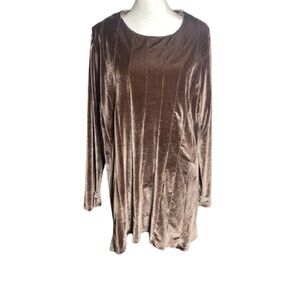 Soft Surroundings Bella Rosa Brown Velvet Long Sleeve Tunic Women's Top